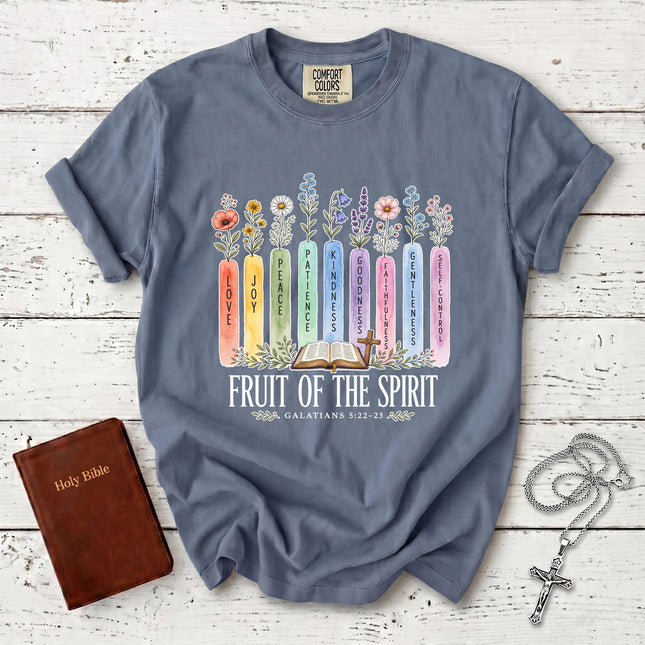 Comfort Colors Fruit of the Spirit Christian Floral Galatians Bible Verse T-Shirt