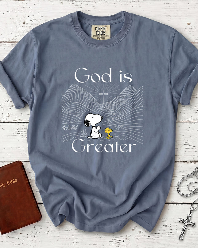 Comfort Colors God Is Greater Mountain Cross Christian T-Shirt
