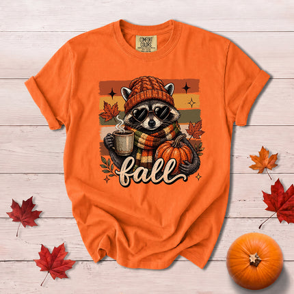 Comfort Colors Cute Raccoon Fall Pumpkin Thanksgiving T-Shirt