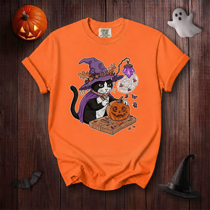 Comfort Colors Black Cat Halloween Witch Pumpkin Carving T-Shirt