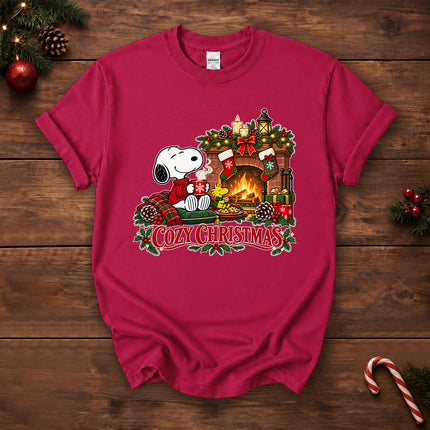 Cozy Christmas Fireplace Hot Cocoa Holiday T-Shirt