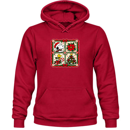 Christmas Patchwork Poinsettia Holiday Quilt Hoodie