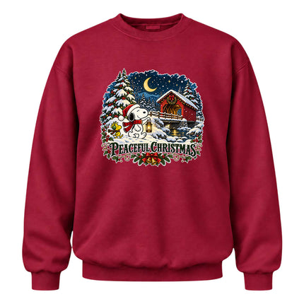 Peaceful Christmas Snowy Covered Bridge Winter Night Sweatshirt