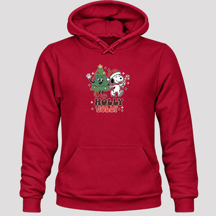 Holly Jolly Christmas Tree Candy Cane Retro Hoodie