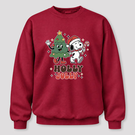 Holly Jolly Christmas Tree Candy Cane Retro Sweatshirt