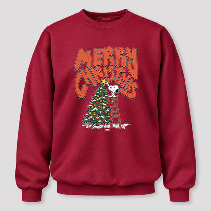 Merry Christmas Retro Tree Decorating Ash Gray Sweatshirt