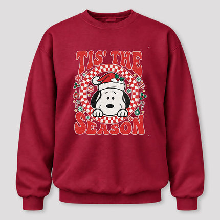 Tis The Season Christmas Retro Checkered Santa Hat Sweatshirt
