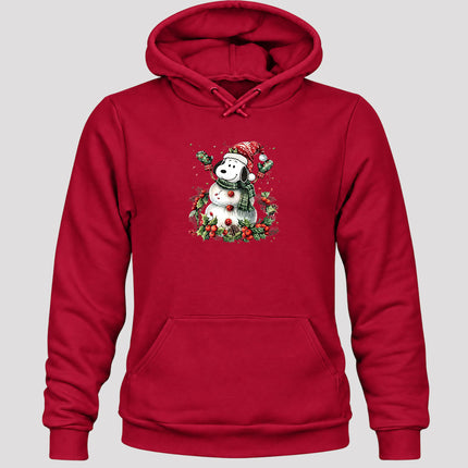 Christmas Snowman Santa Hat Holly Berries Hoodie