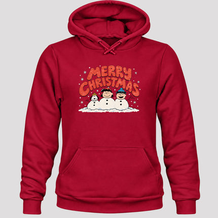 Merry Christmas Retro Snowmen Winter Scene Hoodie