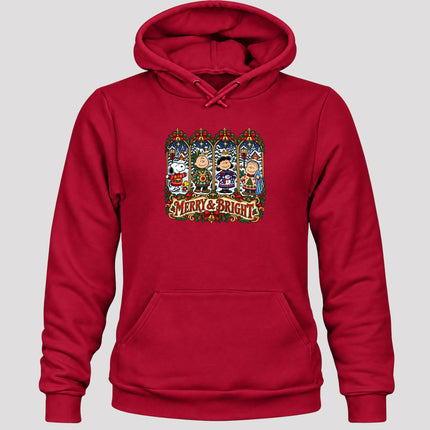 Merry and Bright Christmas Vintage Winter Village Hoodie