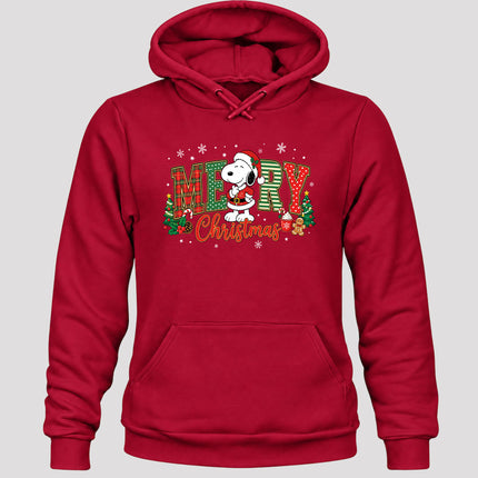 Merry Christmas Plaid Lettering Holiday Trees Hoodie