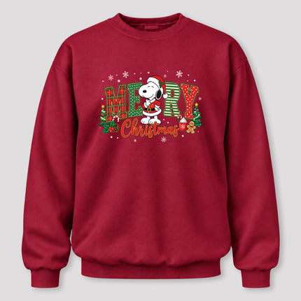 Merry Christmas Plaid Lettering Holiday Trees Sweatshirt