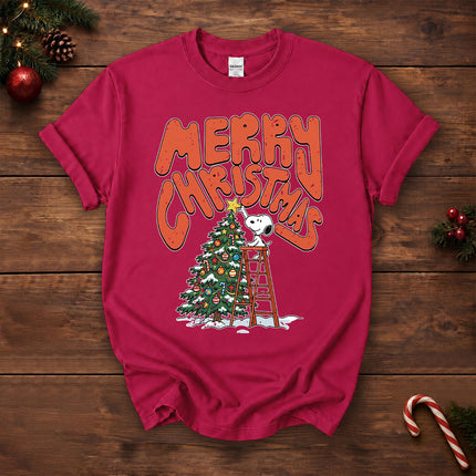 Merry Christmas Tree Decorating Retro Holiday T-Shirt