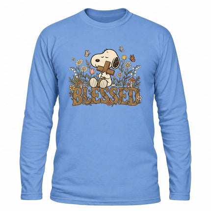 Blessed Christian Floral Cross Christmas Gift Long Sleeve T-Shirt