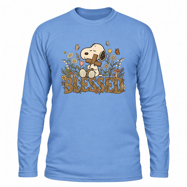 Blessed Christian Floral Cross Christmas Gift Long Sleeve T-Shirt