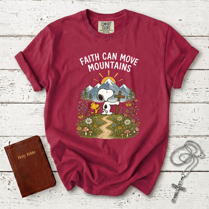 Comfort Colors Faith Can Move Mountains Christian Cross T-Shirt