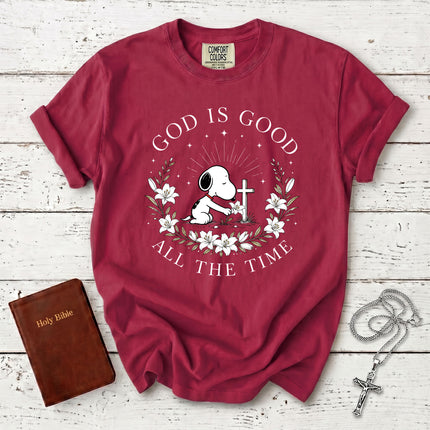 Comfort Colors God Is Good All The Time Christian Cross Lily Faith Gift T-Shirt