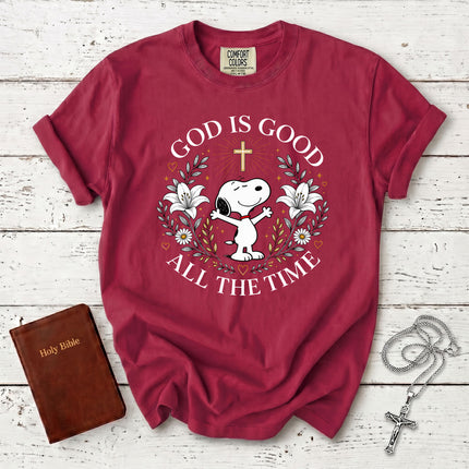 Comfort Colors God Is Good All The Time Christian Cross Lily Easter Gift T-Shirt