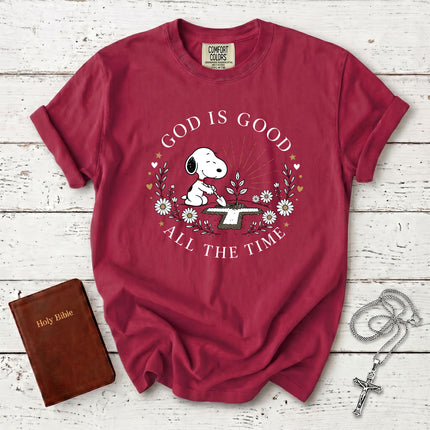 Comfort Colors God Is Good All The Time Christian Cross Garden Faith Gift T-Shirt