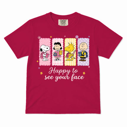 Comfort Colors Back To School Happy To See Your Face Classroom Kid T-Shirt