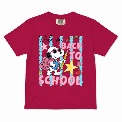 Comfort Colors Welcome Back To School Pink Backpack First Day Kid T-Shirt