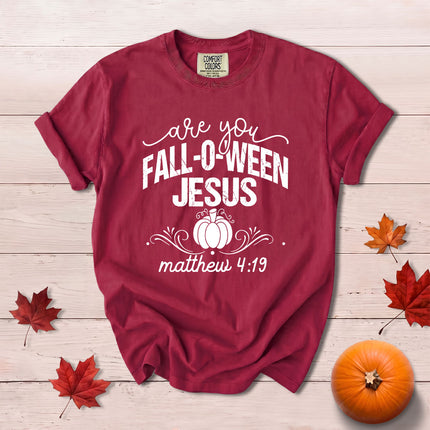 Comfort Colors Fall Autumn Christian Jesus Pumpkin Halloween Matthew 4 19 T-Shirt