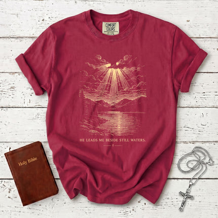 Comfort Colors Psalm 23 He Leads Me Beside Still Waters Christian T-Shirt