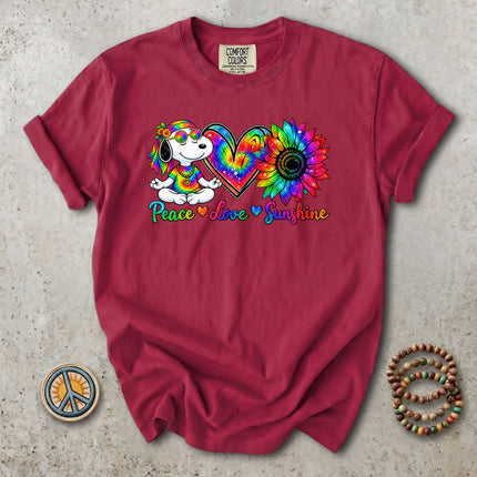 Comfort Colors Peace Love Sunshine Rainbow Sunflower Hippie T-Shirt