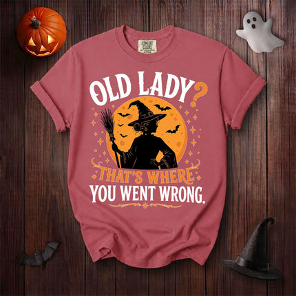 Comfort Colors Old Lady Witch Funny Halloween Moon Graphic T-Shirt