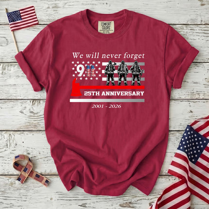 Comfort Colors 25th Anniversary Patriot Day 911 Firefighter Tribute T-Shirt