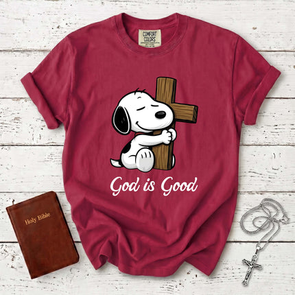 Comfort Colors God Is Good Wooden Cross Christian T-Shirt