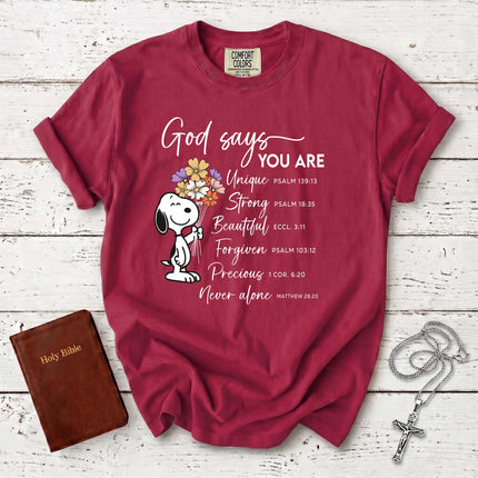 Comfort Colors God Says You Are Bible Verses T-Shirt