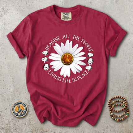 Comfort Colors Imagine All The People Peace Daisy T-Shirt
