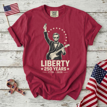 Comfort Colors Liberty 250 Years Rocking Abraham Lincoln Guitar T-Shirt