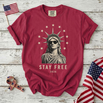 Comfort Colors Stay Free 2026 250th Anniversary USA Sunglasses Statue T-Shirt