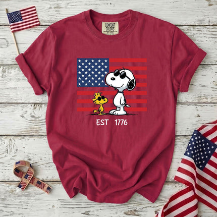 Comfort Colors EST 1776 250th Anniversary USA Sunglasses Dog Flag T-Shirt