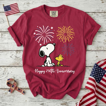 Comfort Colors Happy 250th Anniversary USA Fireworks Watching Dog T-Shirt