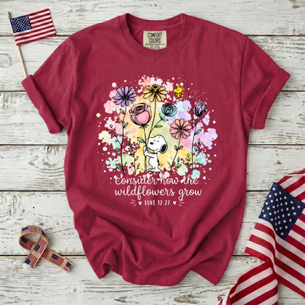 Comfort Colors Consider How the Wildflowers Grow Bible Verse T-Shirt
