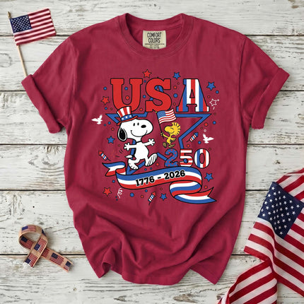 Comfort Colors USA 250 Years 1776-2026 Patriotic Star Dog T-Shirt