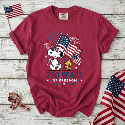 Comfort Colors 250 Years Of Freedom USA Marching Flag Dog T-Shirt