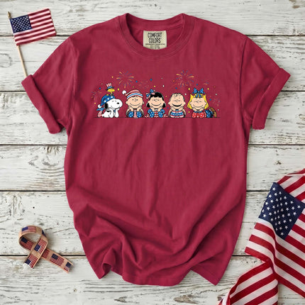 Comfort Colors Fireworks Patriotic Friends Lying Down T-Shirt