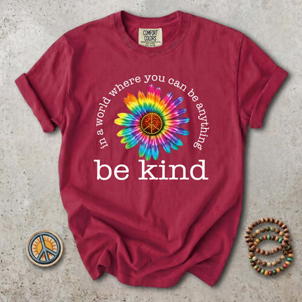 Comfort Colors Be Kind Tie Dye Flower Peace Hippie T-Shirt