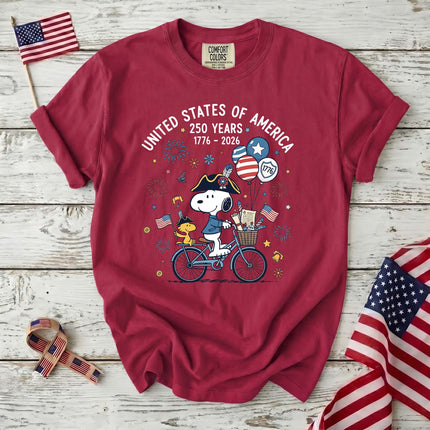 Comfort Colors 250th Anniversary USA Colonial Dog Bicycle T-Shirt