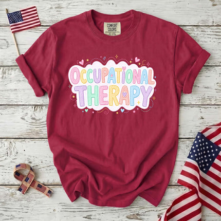 Comfort Colors Occupational Therapy Pastel Rainbow Therapist Gift T-Shirt
