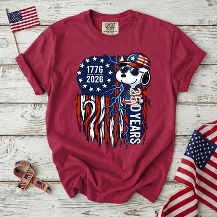Comfort Colors 1776-2026 250 Years Cool Dog Lightning Flag T-Shirt