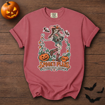 Comfort Colors Halloween Cowgirl Skeleton Pumpkin Graphic T-Shirt