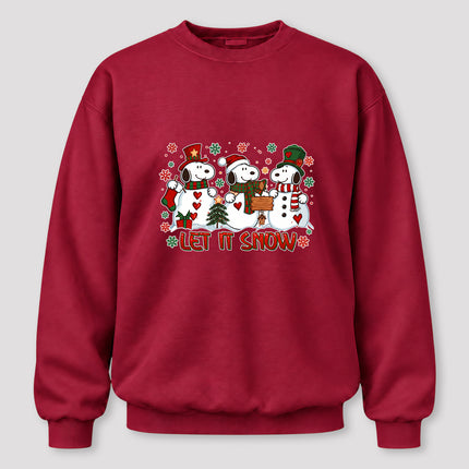 Let It Snow Christmas Snowman Trio Holiday Graphic Sweatshirt