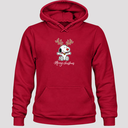 Merry Christmas Reindeer Antlers Red Nose Hoodie