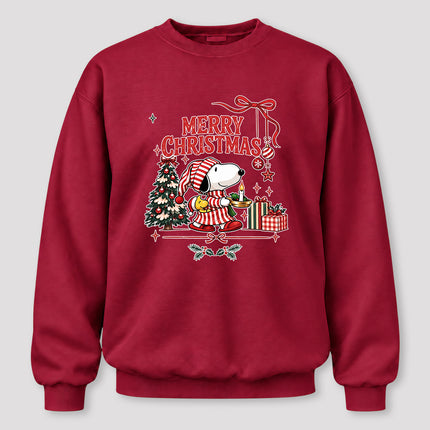 Merry Christmas Candlelight Tree Holiday Graphic Sweatshirt