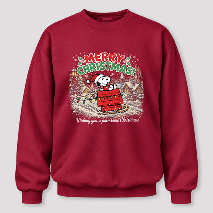 Merry Christmas Snowy Village Festive Sled Sweatshirt